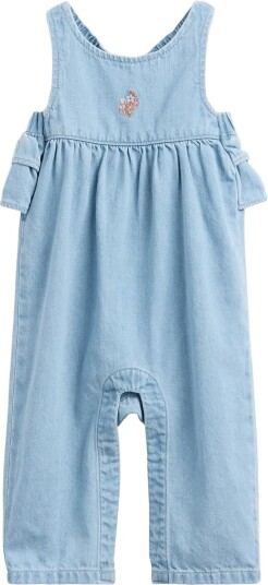 GAP Baby Embroidered Denim Ruffle One Piece MEDIUM WASH 50/56