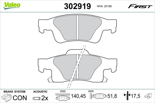 Bremseklosser VALEO 302919