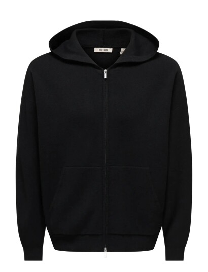 ONLY & SONS Onssade Ovz Ls Zip Cardigan Knit Black XL