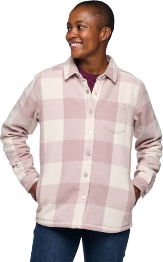 Black Diamond Women's Project Lined Flannel Shirt L , Pale Mauve-Off White Plaid