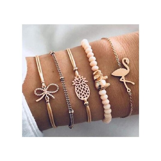 Gylne armbånd - varierende design - 5 stk