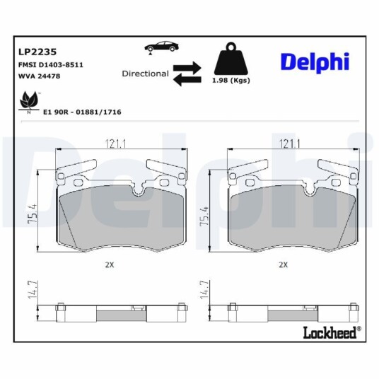 Bremseklosser DELPHI LP2235