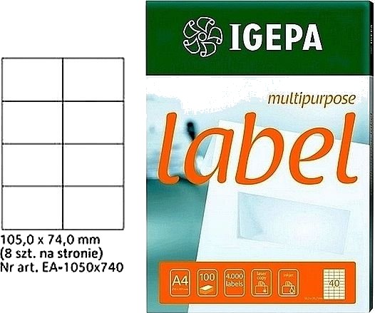 Mondi Etiketter A4 Igepa 105 X 74,0 Mm Hvite 100