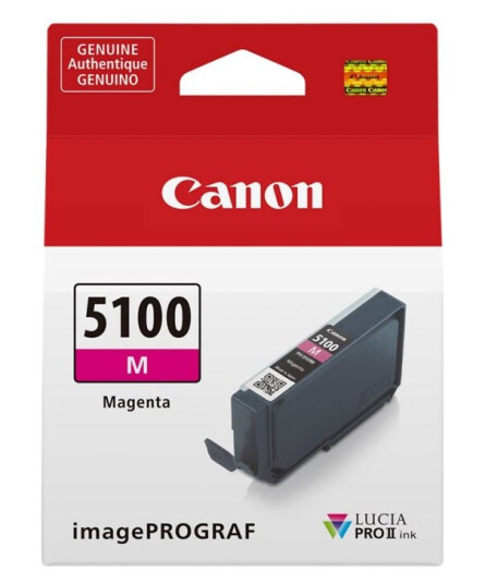 Canon Pfi-5100 M 14.4 Ml Magenta Original Hengeboks Blekkbeholder For Imageprograf Pro-310 Canon Pfi-5100 M 14.4 Ml Magenta Original Hengeboks Blekkbeholder For Imageprograf Pro-310