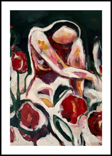 Woman Among Red Flowers Plakat / 21x30