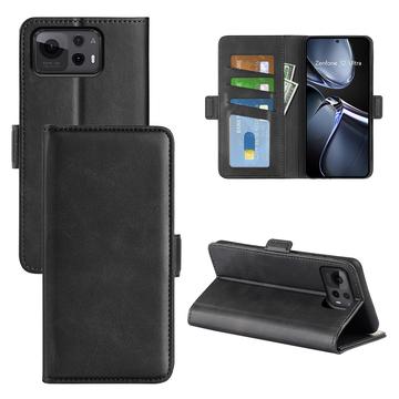 Asus Zenfone 12 Ultra lommebokveske med magnetisk lukking   kalvestruktur   svart