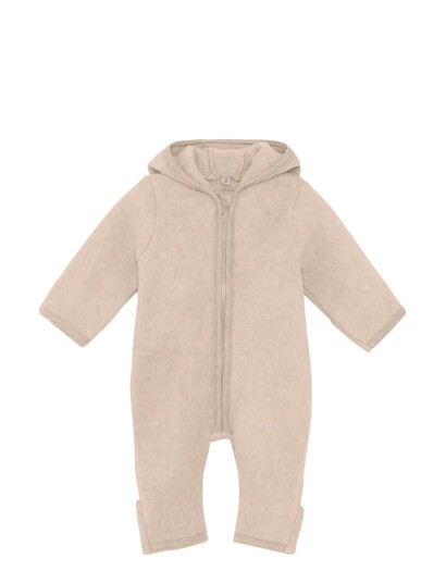 Huttelihut Pram Suit Ears Cot. Fleece Beige 92