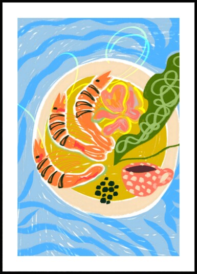Ocean Blue Shrimp Meal Plakat / 100x150