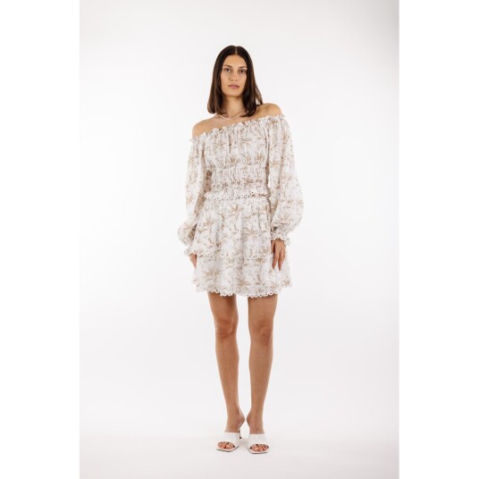 Lea Skirt Sand AOP XL Mini smock print skirt