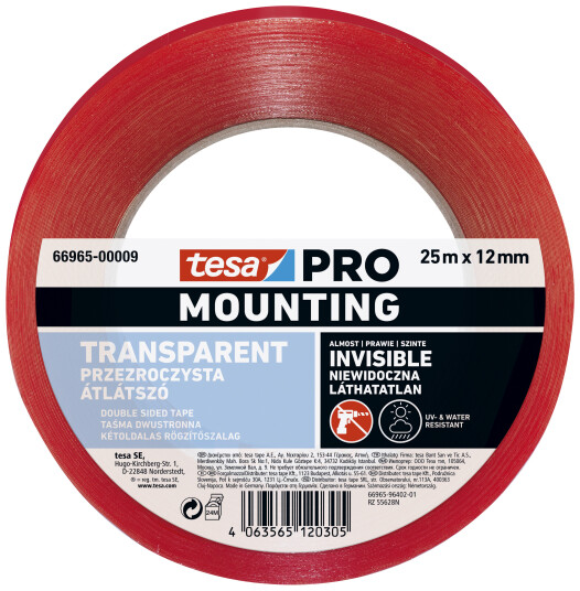 Tesa 66965 Pro Transparent Monteringstape 12mmx25m