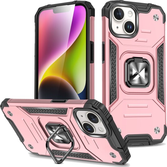 Pansret etui med fingerholder for iPhone 15 Plus Wozinsky Ring Armor - gull