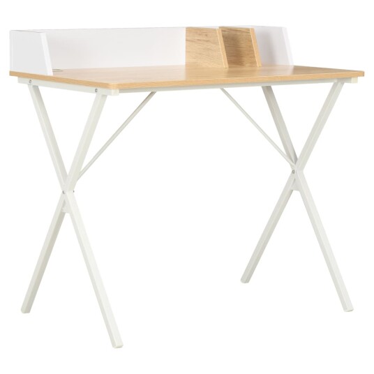 vidaXL Skrivebord hvit og naturell 80x50x84 cm vidaXL Skrivebord hvit og naturell 80x50x84 cm