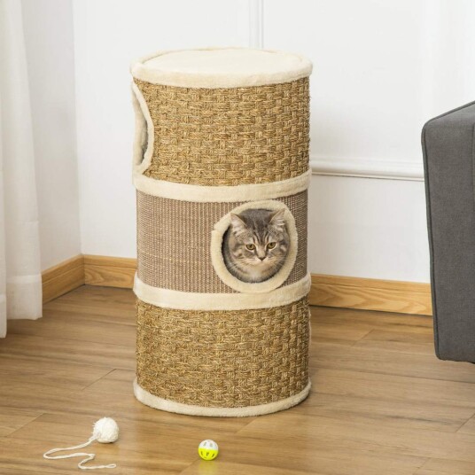 Katte Skrapestolpe 3 Nivåer Sisal Plysj 70 cm