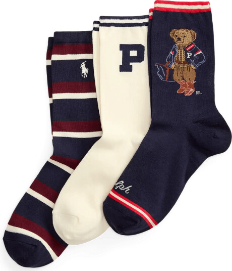 Polo Ralph Lauren Polo Bear Striped Sock 3 Pack Navy 38 42