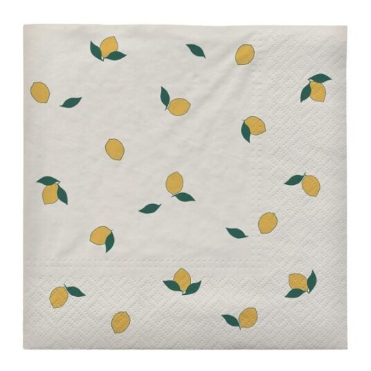 Broste Copenhagen Lemon serviett 33x33 cm off white/gul