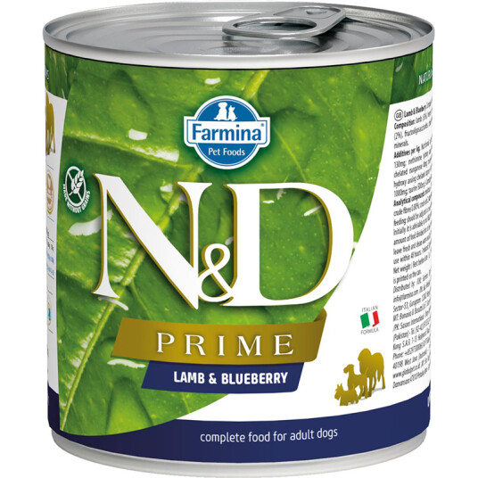 Farmina N&D Prime Lamb & Blueberry Våtfôr til hund 285 g
