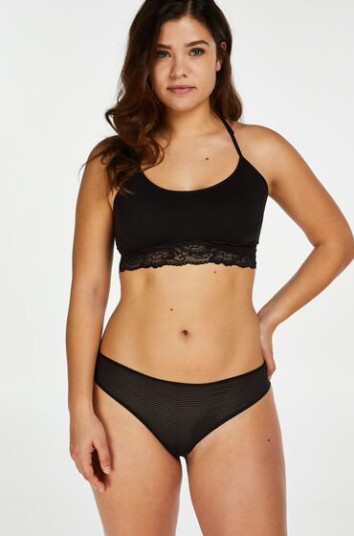 Hunkemöller Usynlig thong i stripemesh Svart M