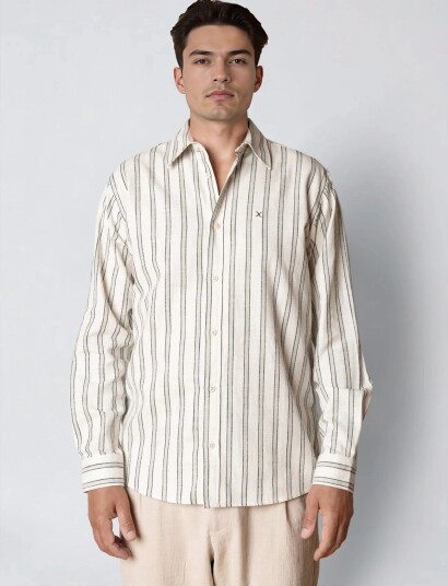 Clean Cut Copenhagen Kelvin Striped Shirt Cream M Clean Cut Copenhagen Kelvin Striped Shirt Cream M