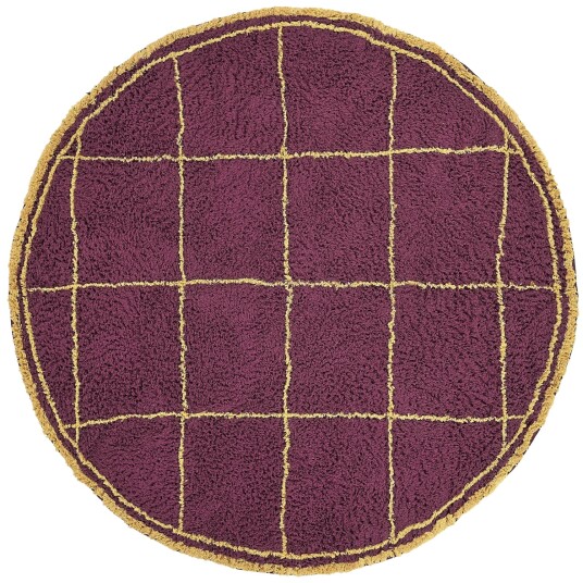 Rundt teppe Lana Natural Cotton Shaggy burgunder/gul Størrelse: Ø 240 cm