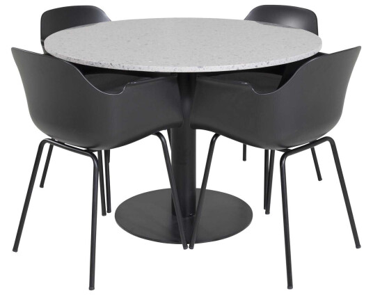 Venture Design Razzia & Comfort spisegruppe Grå/svart 4 st stoler & bord 106 cm