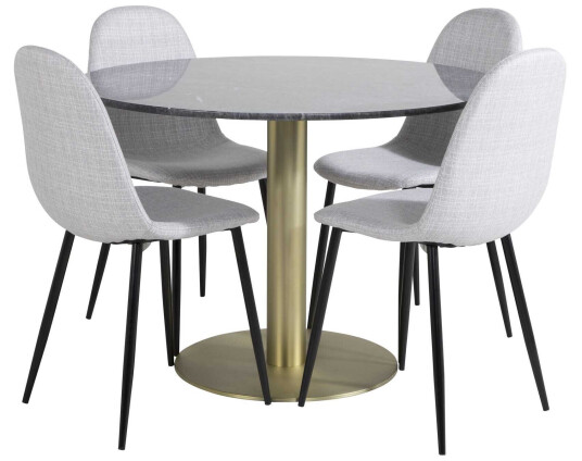 Venture Design Estelle & Polar spisegruppe Svart/grå 4 st stoler & bord 106 cm