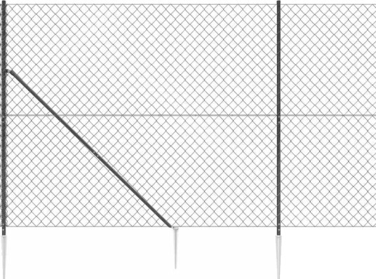 vidaXL Nettinggjerde med stolpespyd 1,6x25 m antrasitt