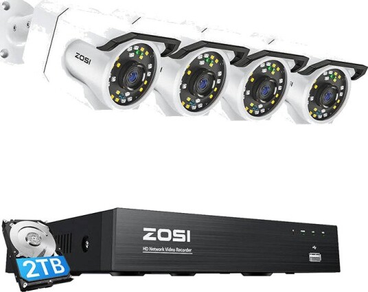 Zosi Overvåkningskamera C105 4 Wifi-Kameraer 8mp 8-Kanals Nvr 2tb Hdd