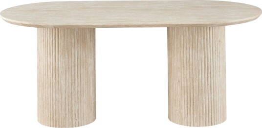 Uppveda Ovalt Spisebord 180x90 cm Travertin Utseende - Svart/Hvit