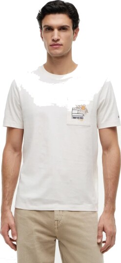 Tommy Hilfiger Summer Floral Graphic Pocket Tee Cream XL