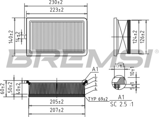 Luftfilter BREMSI FA0548 Luftfilter BREMSI FA0548