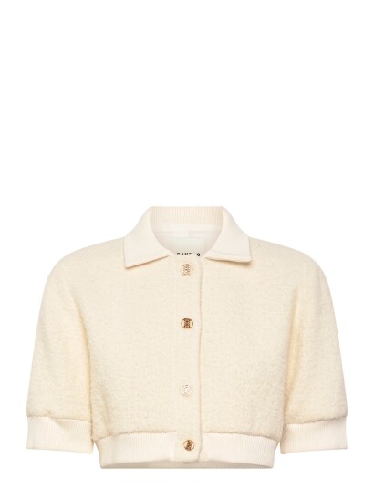 Sandro Cropped Tweed Jacket Cream 38 Sandro Cropped Tweed Jacket Cream 38