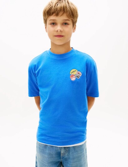 Tommy Hilfiger Sticker Print Graphic T Shirt Blue 164 Tommy Hilfiger Sticker Print Graphic T Shirt Blue 164