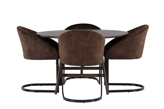Venture Design Kaseindon & Evening spisegruppe Mørkebrun/mørkebrun 4 stoler & bord 100 cm