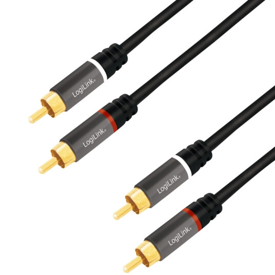 LogiLink Audiokabel 2 x RCA hane 2 x RCA hane 0,5m Metall Svart LogiLink Audiokabel 2 x RCA hane 2 x RCA hane 0,5m Metall Svart