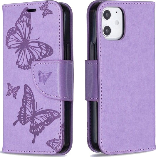 Trolsk Lommebokdeksel Sommerfugler (iPhone 12 mini) Lilla