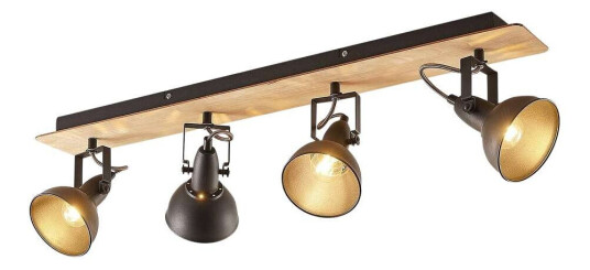 Lindby Aylis taklampe, svart, tre, 4 lyskilder Lindby Aylis taklampe, svart, tre, 4 lyskilder