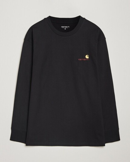 Carhartt WIP American Script Long Sleeve T Shirt Black Carhartt WIP American Script Long Sleeve T Shirt Black