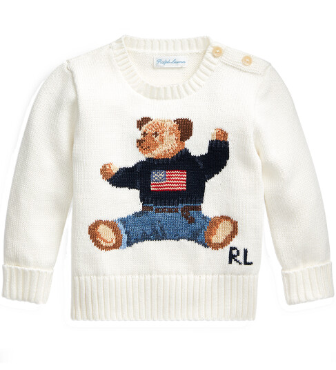 Ralph Lauren Polo Genser Strikk Hvit m. Kosedyr Polo 2 år 92 Genser