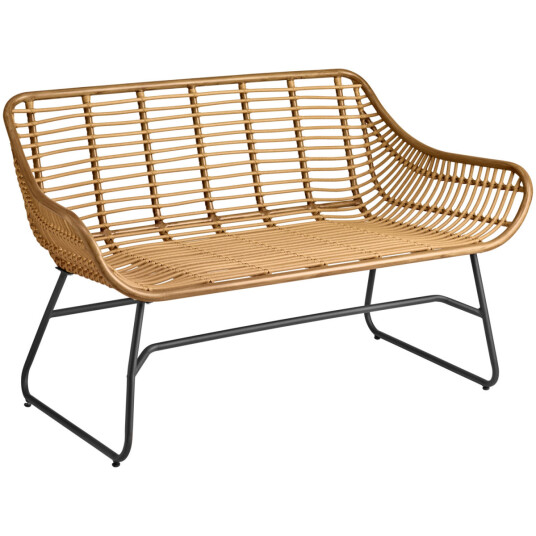 VEGA Utesofa Tomeo 2 seter; 134x73x82 cm BxDxH; Sete Lysebrun Ramme Svart