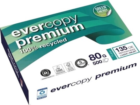 Genbrugspapir Evercopy Premium A4 80 G 5 Pakker A 500 Ark