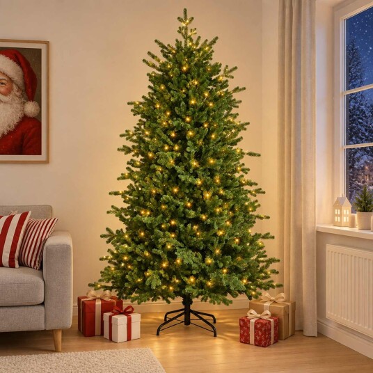 vidaXL Kunstig sammensatt juletre 150 cm 150 LED-lys Varmhvit