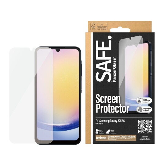 Safe By PanzerGlass™ Skjermbeskytter til Samsung Galaxy A25 5G - Ultra-Wide Fit, Gjennomsiktig Safe By PanzerGlass™ Skjermbeskytter til Samsung Galaxy A25 5G - Ultra-Wide Fit, Gjennomsiktig