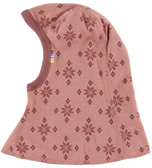 Joha Balaclava 2 lags Ull/Bomull Rose m. Snøfnugg 45 cm Balaclava dobbel Rosa