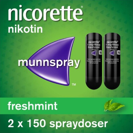 Nicorette munnspray 1mg/dose mint 2X150 DOSER Nicorette munnspray 1mg/dose mint 2X150 DOSER