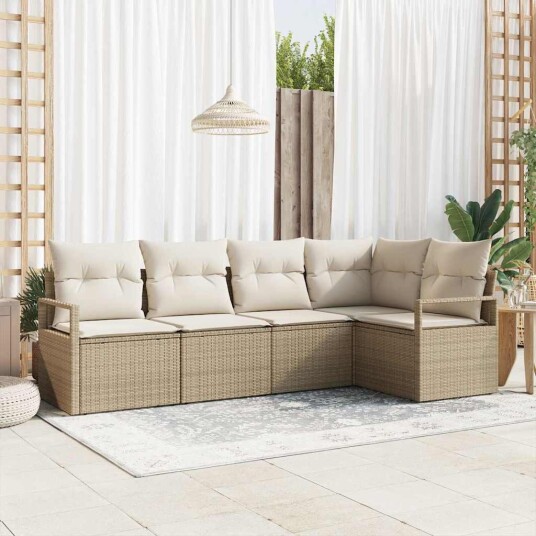 vidaXL Sofa sett 5 stk. Beige polyrotting