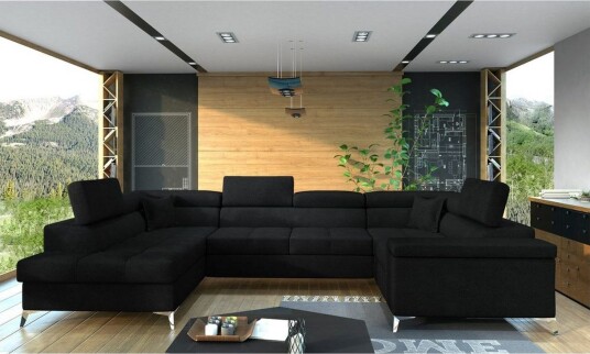Hjørnesofa Eltap Thiago 342x208x88 cm Kronos 07 Svart Venstre