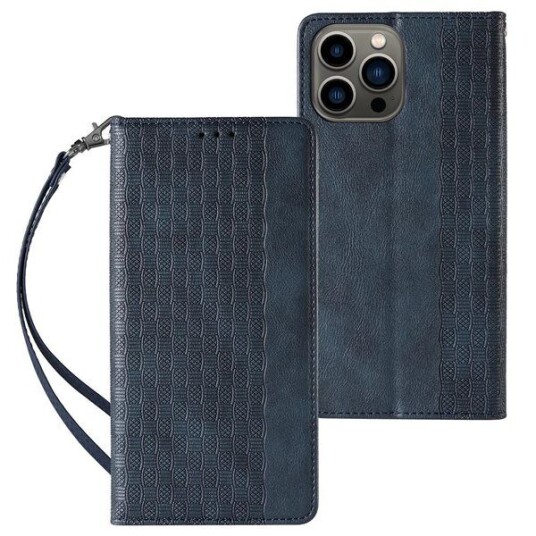 Hurtel Magnet Strap Case Case for Samsung Galaxy S23 Flip Wallet Mini Lanyard Stand Blue
