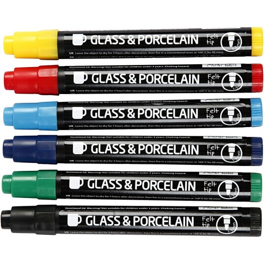 Cc Glass- og porselenstusj Standardfarger - 6-pakning