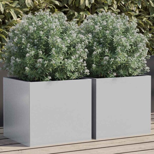 vidaXL Plantekasser 2 stk sølv 32x30x29 cm rustfritt stål