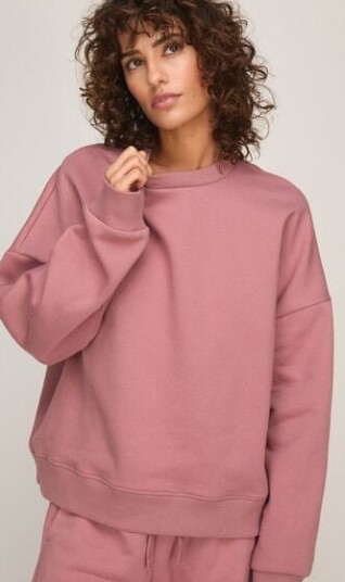 Hunkemöller Sweat med Rund Hals i Børstet Sweatstoff Rosa